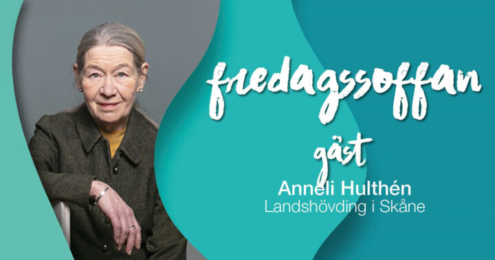 En bild på landshövdingen i Skåne, Anneli Hulthén. Hon är gäst i Handelskammarens koncept Fredagssoffan.
