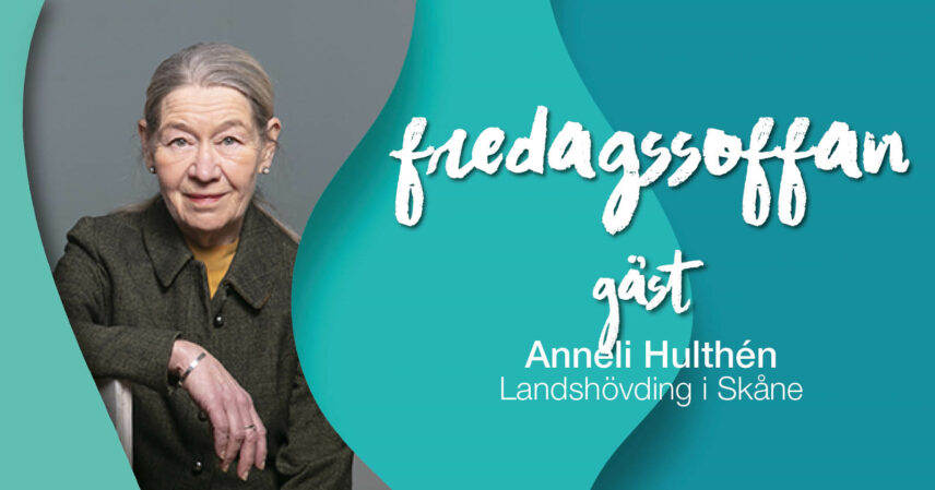 En bild på landshövdingen i Skåne, Anneli Hulthén. Hon är gäst i Handelskammarens koncept Fredagssoffan.