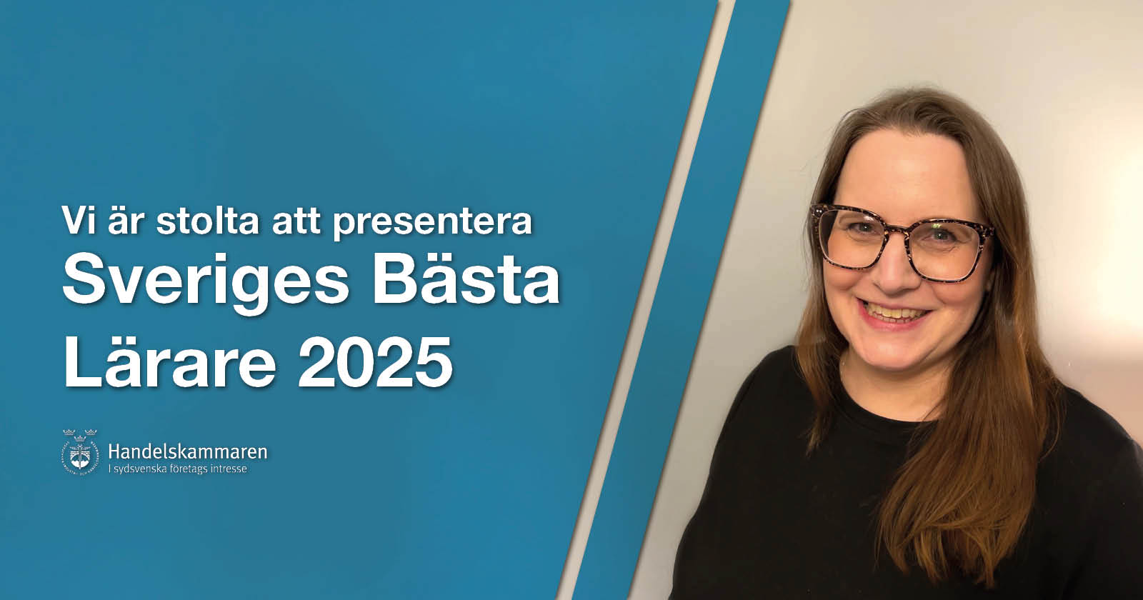 Bildtext: Vi är stolta att presentera Sveriges Bästa Lärare 2025. Sedan en bild på Karin Hallberg