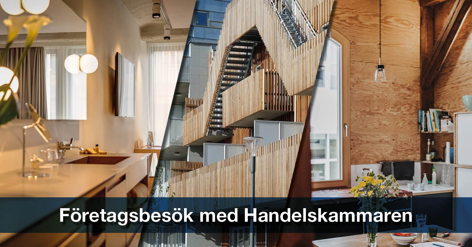 Företagsbesök Ifö Electric. Bilder som visar deras aramturer och andra produkter i olika miljöer. Bland annat en trappa och ett badrum.