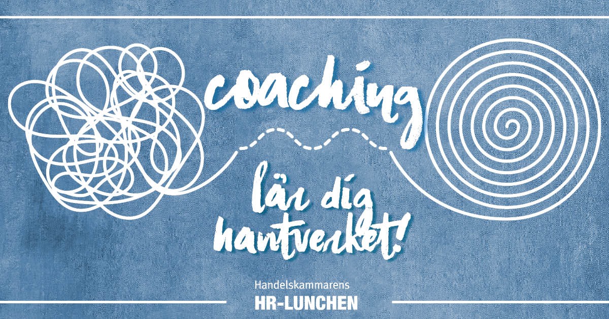Bilden är till vårt event för nätverket HR-lunchen. Detta står även i bilden. Temat är Coaching - lär dig hantverket.I bilden finns även en tråd som först är trasslig och som sedan slätas ut.