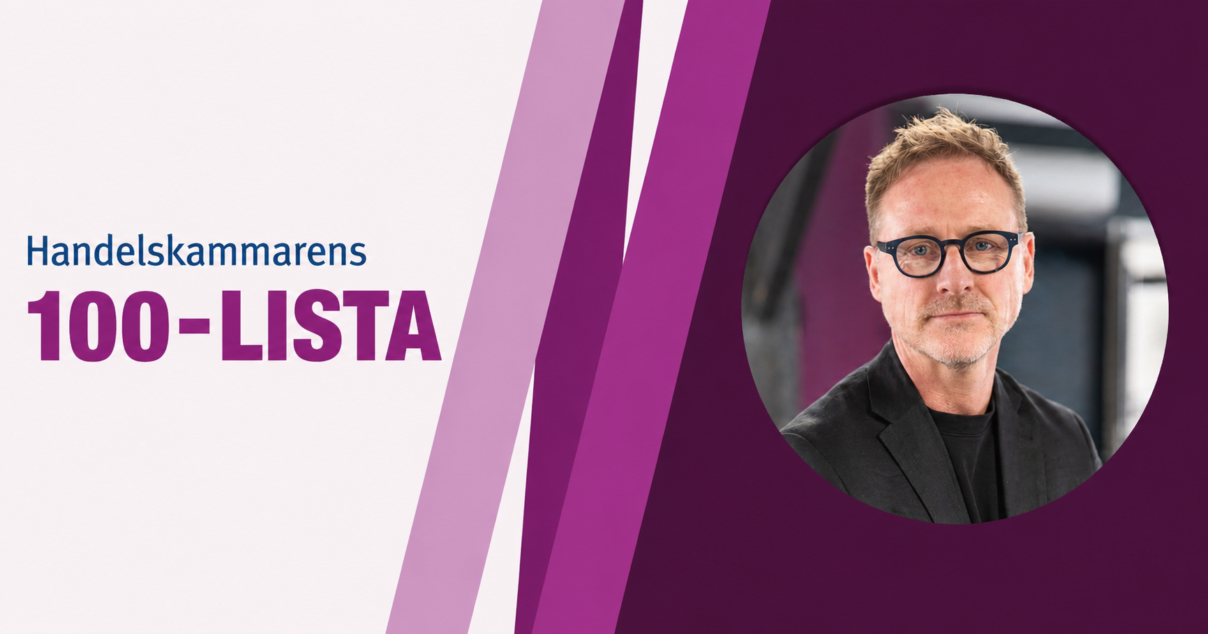 Bild till vårt event med 100-listan. I bilden är ett foto på föreläsaren Magnus Äng